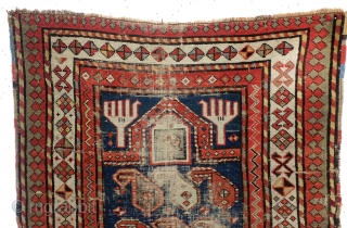 1890 Kazak Shirvan area, Prayer rug. 85 x 115 Cm. 
Lovely worn in worship.                   