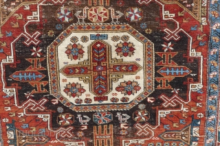 Classic Kuba Konagkend rug, 114 x 172 cm, 19 th. century. Unusual a-symetrical composition.                   