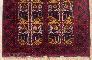 Ersari Beshir rug, 145 cm x 105 cm. mid 20 th. century. Distinct Ersari group with a design derived from Uzbek ikat textiles. Very interesting group.       