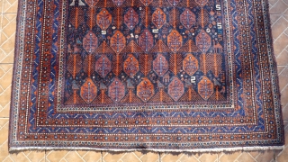 An (Aqta) Afshar rug, 190 x 160 cm. The design with a dark blue ground with 'boteh' and stylized fir-tree motifs, surrounded by birds, S shapes and scattered flower heads. In excellent,  ...