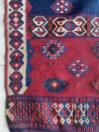 Antique Van - Hakkari Kilim

Single panel / wing kilim with natural and vegetable dyes by Hartushi (Ertushi) Tribe weavers. Woven on horizontal loom. Circa 1900s. Size: 95x242 cm. Condition is great, it  ...