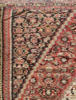 19th Century Senneh kilim with great condition and weaving quality. 125 x 180 cm. Probably towards mid 19th Century. Available.             