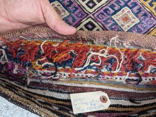 A beautiful Kurd chanteh(personal bag)nice colors and design and use of stones as highlights,size 1'4" by 1'5" complete piece with back            