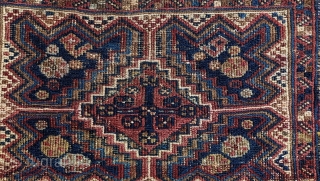 An Antique Afshar Soumak kilim Chanteh(personal bag) highly unusual and Rare with original back.size 1'4" × 1'8"                