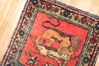 Antique pair of isfahan mats. In excellent original condition. 1'1''x1'1'' each.  Different color pair not identical.                