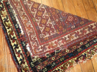 Antique Qashqai or Luri Bagface.  1'8''x1'9''.  Sides and ends obvious not in mint condition, great wool and color.             