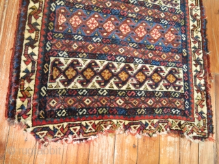 Antique Qashqai or Luri Bagface.  1'8''x1'9''.  Sides and ends obvious not in mint condition, great wool and color.             