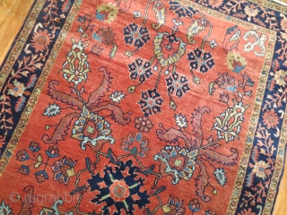 Antique Sarouk MOhajeran 4'3''x7'.  Excellent condition.  ONly one end partially missing.  Untouched condition.  Rare size and design.            