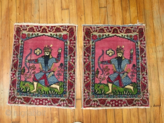 An Awsome pair of Kerman Mats.  Rostam..  was told he was the real life Robin Hood!  Pretty cool and awesome.  Rugs have minor wear in them.  Very  ...