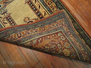 Antique Hadji Ja Lili Tabriz Baby Prayer Mat.  1'10''x2'9''.  Both ends missing a bit.  Super fine and collectible!            