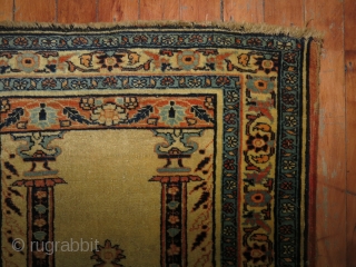 Antique Hadji Ja Lili Tabriz Baby Prayer Mat.  1'10''x2'9''.  Both ends missing a bit.  Super fine and collectible!            