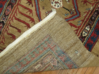 Antique MEATY Bakhshaish Camel Hair runner 3'4''x6'10''.  Fantastic piece.  Great pile.  Minor old repiles found.  Just a few..  Rug is a bit wonky.     