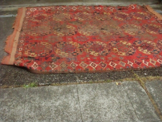 An un-useable Ersari rug. The end kilims are not original and were sewn to the rug at a much later date. Size doesn't matter!         