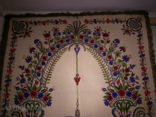 Ottoman felt prayer  silk thread and gold and thread work Circa 1900 or 1910                  