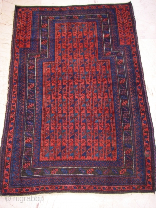 Antique prayer Baluch rug wonderful colours and excellent condition all orginal size:3''5 X 4''10 foot ( 1,52 X 1,05 cm Circa 1880           