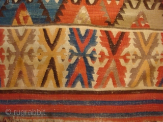 Antique Central Anatolian Kilim wonderful colours and  nice condition all orginal  it has some repair size:3,85 X 1,55 cm ( 5''1 X12''6 foot) circa 1880      