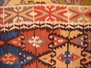 Antique Central Anatolian Kilim wonderful colours and  nice condition all orginal  it has some repair size:4,00 X 1,44 cm (4''7 X 13''1 foot) circa 1850      