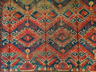 Early Ersari Beshir small main carpet. 130 cm x 206 cm. Very worn and beautiful.                  