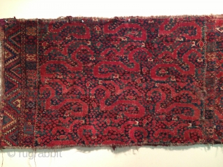 Antique Beshir fragment. Many great and early fragments have appeared in this format from Tibet  a suitable size for a monk's chamber. This has great colours fine weave gorgeous in the  ...