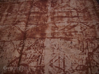 Tapa Bark-Textile, black and brown painting, 237 x  414 cm, Sothern Sea, minor wear                  