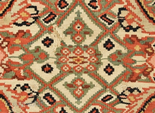 The Kurds of Senna produce kilim of very sophisticated construction. Their rugs have easily identifying characteristics : fields of repeating floral pattern, cotton warps and wool weft, very fine slitweave with extra  ...