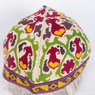 Iroki ( cross stitch ) Hat from Uzbekistan , late 19th c.                     