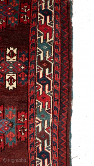 Turkmen Yomud Kepse Gul Main Rug  with some moth damage but  great color and lovely details
175 x 273 cm / 5'8'' x 8'11''        