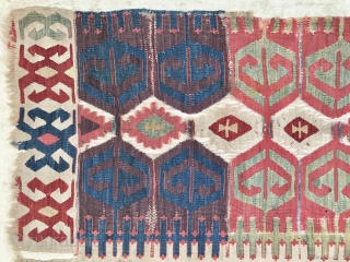 Early Anatolian kilim half with great colors 
                         