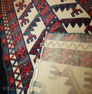 Great turkmen tentband Fragment with fantastic natural Colors and super graphic, size: 162x40cm                    