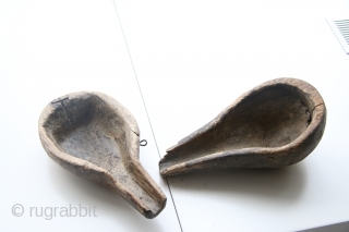   Kazakhstan,(Burkyt ayakh) Wooden utensils, to feed the berkut while hunting. 1920-30, size: 10-15 cm.                 