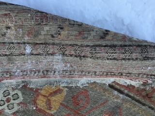 Uyghur antique carpet, East Turkestan, small defect, about a hundred years old                     