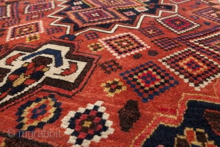 Attractive antique Bakhtiari Gabbeh rug 218x152cm in very good condition.

More info: https://sharafiandco.com/product/antique-bakhtiari-gabbeh-218x152cm/                     