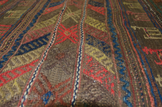 One for the horse lovers from a horse loving tribe. Very charming antique Kurdish horse balnket in very good condition.104x165cm

More Info: https://sharafiandco.com/product/antique-kordi-horse-blanket-104x165cm/
           