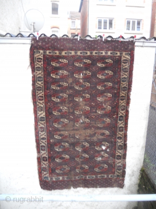 Rar Early main carpet fragment 1800. with Tauk Nuska Gul/Curled Leaf Border the Ground is imperial purple Please enquire for more Information 
Kind regards         