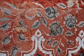 antique Victorian Needlepoint 19th c. red wool,glasbeaded edging please ask for details


                     