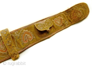 19th century Rajput Indian embroidered Sword belt. Rare piece. losses here and there but embroidery largely intact.                