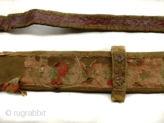 19th century Rajput Indian embroidered Sword belt. Rare piece. losses here and there but embroidery largely intact.                