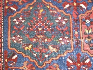 Antique 5' 7" x 9' 5" Bakhtiari on wool foundation; areas of wear  
           Includes shipping       ...