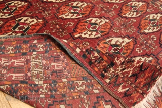 Yomut Tekke rug Circa 1900 in good condition with lovely soft wool.  No old repairs just some lines of wear down the middle due to being on a wooden floor for  ...