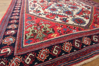 Antique Afshar, late 19th century 1.68 x 1.27m  Excellent condition all over with a good glossy wool pile.  Some small lower areas of wear in the main ivory field, see  ...