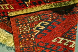 Kizyl Ayak / CONDITION, CONDITION, CONDITION
 Dyrnak Gol Torba, mid 19th c.
Condition; Excellent, with NO Restoration at all. MINT!
Very good dyes with NO Synthetic colors.
Full pile. Asymmetric open right weave, slightly depressed,  ...