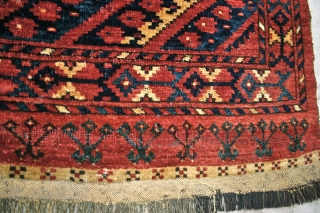 Erasari (MAD) Chuval, pre 1875. large: 1.44 x 1.08 (1.05) m. Brown goat hair wefts, mixed gray, tan & black goat hair warps. Excellent color, and lustrous sheep's wool pile. It has  ...