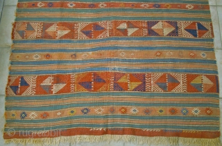 Excellent old Bergama, banded kelim, with cicim technique. Circa 1800. Bergama District. Size: 1.31 m. x 2.33m. Very good dyes, soft palette, as is typical to Bergamas of this age & district.  ...