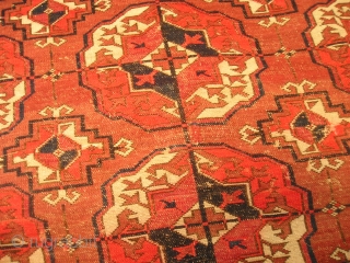 Tekke Turkmen Main Tent Carpet.    Very fine weave. 
Excellent condition with very little wear to the pile.  We had one corner repaired when we bought it. See last  ...