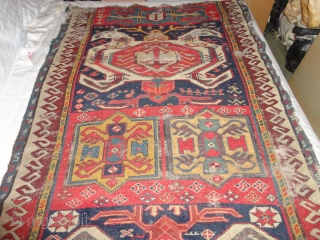   Antique  Lenkoran  about mid 19 th. century 106 X 230 cm.

  Fantastic  colors , some  wear , lose  borders  at  both   ...