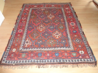   Antique  Northeast Persian  Quchan Kurd  19 th. century  141 X 178  cm. with  superb  natural colours , no  wear with  some  ...