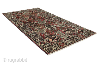 Bakhtiari - old - Garden Persian Carpet 295x154

Size: 295x154 cm
Thickness: Medium (5-10mm)
Oldness: 60-80 (Semi-Antique)
Pile - Warp: Wool on Cotton
Node Density: about 160,000 knots per m²
email: carpetu2@gmail.com       