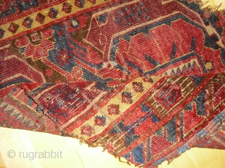 Beshir Fragment - antique 1850 - very glossy wool - velvety - size: 94 x 50 cm
must be from a huge Beshir main carpet         