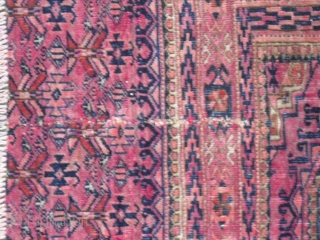 A rare Tekke chuval - very silky and velvety wool/ very fine  - one restored split - one moth bit - size: 122 x 68 cm      