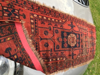 Antique Ersari Torba - large tent bag - 19th century - fragment
clean - great colors, soft wool on goats hair - Size: approx. 160 cm x 52 cm
     